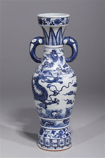 Appraisal: Chinese Ming style blue and white porcelain dragon vase with