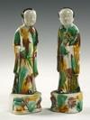 Appraisal: FIGURINES - Kangxi period rare pair of standing figures of