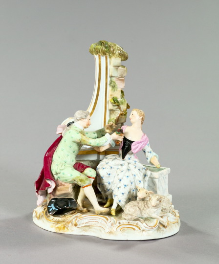 Appraisal: Elaborate Meissen Porcelain Shepherdess Group third quarter th century featuring