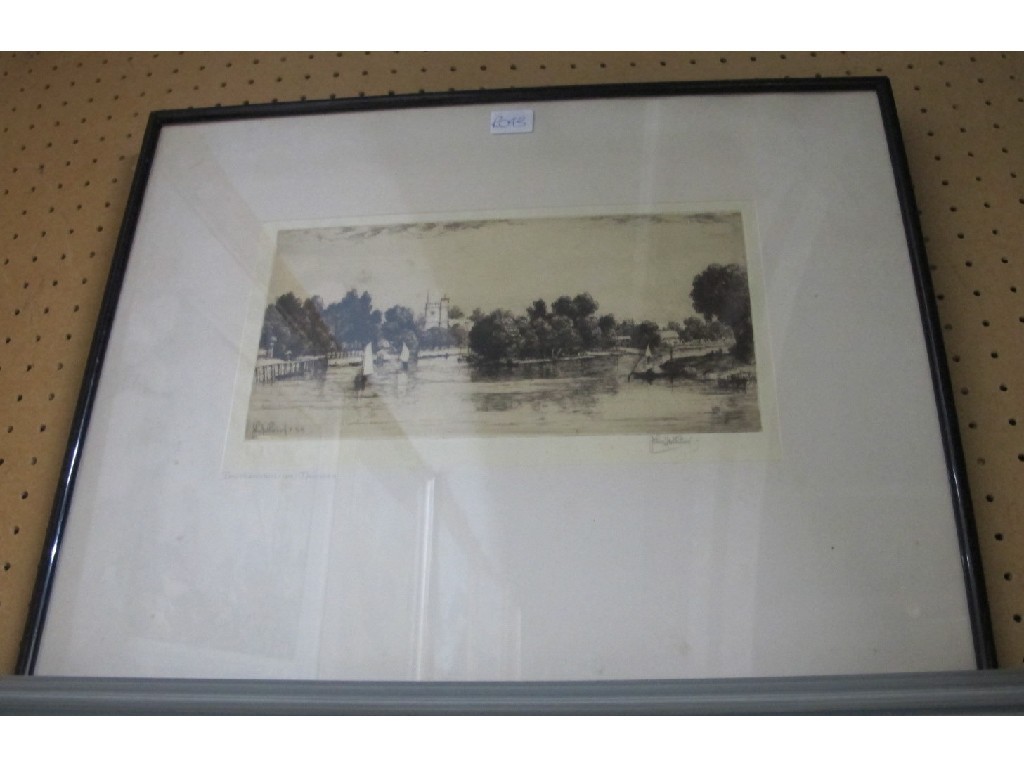 Appraisal: JOHN FULLWOOD Etching 'Twickenham on Thames' signed on the plate