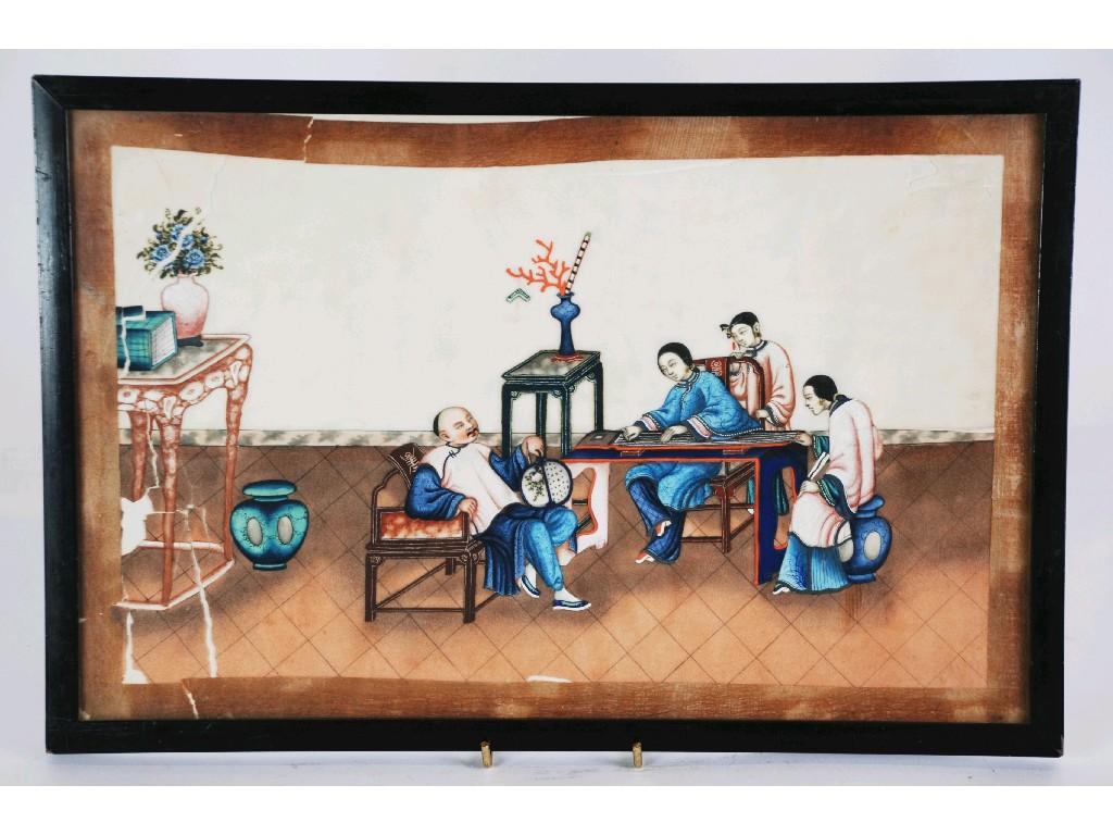 Appraisal: FIVE NINETEENTH CENTURY CHINESE WATERCOLOUR ON RICE PAPER DRAWINGS three