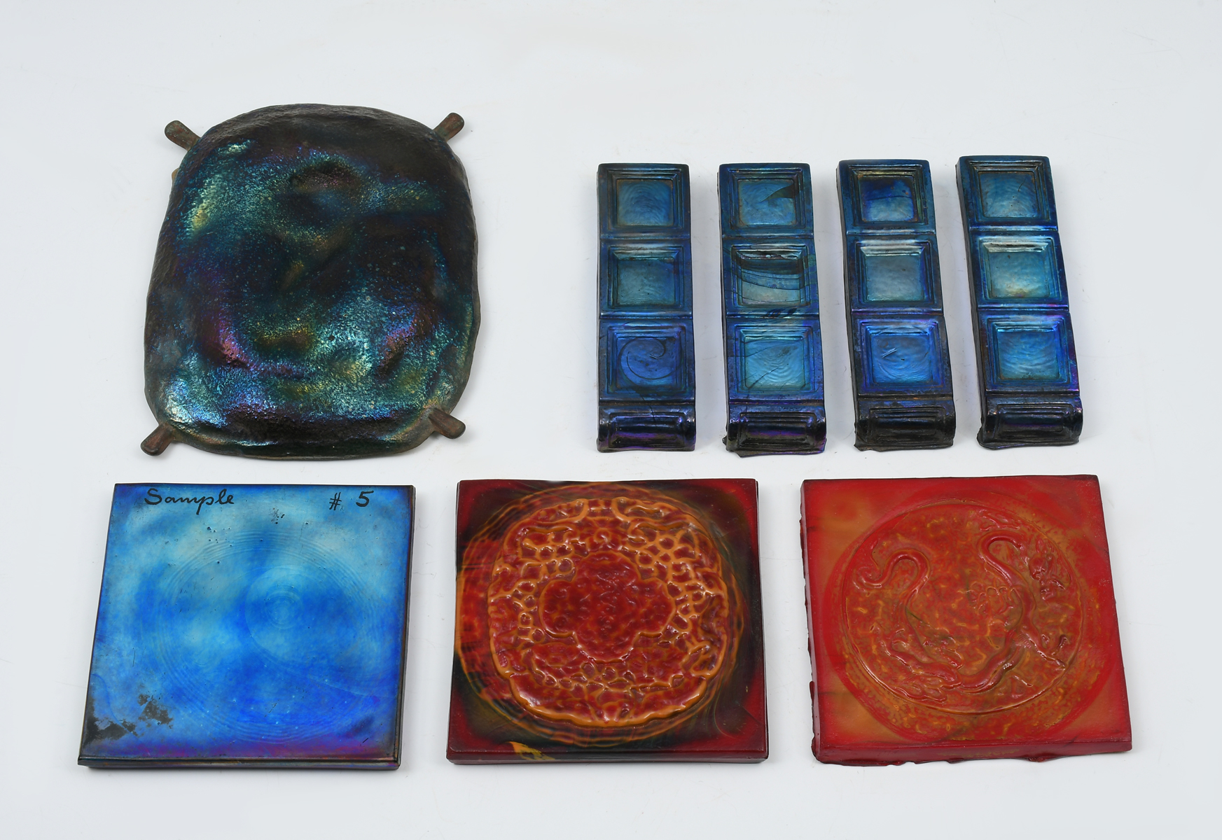 Appraisal: PC RARE TIFFANY ART GLASS TILE COLLECTION Comprising - Large