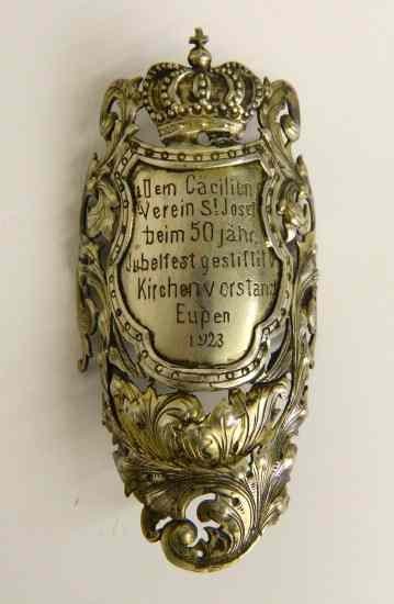 Appraisal: Exceptional European badge engraved ''Dem Cacilien Verein St Josef beim