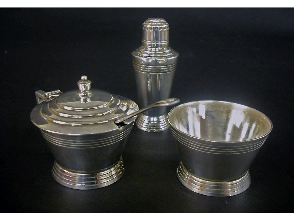 Appraisal: s Mappin Webb three piece cruet set consisting of salt