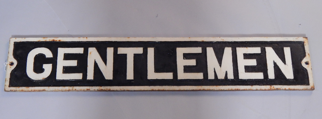 Appraisal: A cast iron British Rail Gentleman sign cm x cm