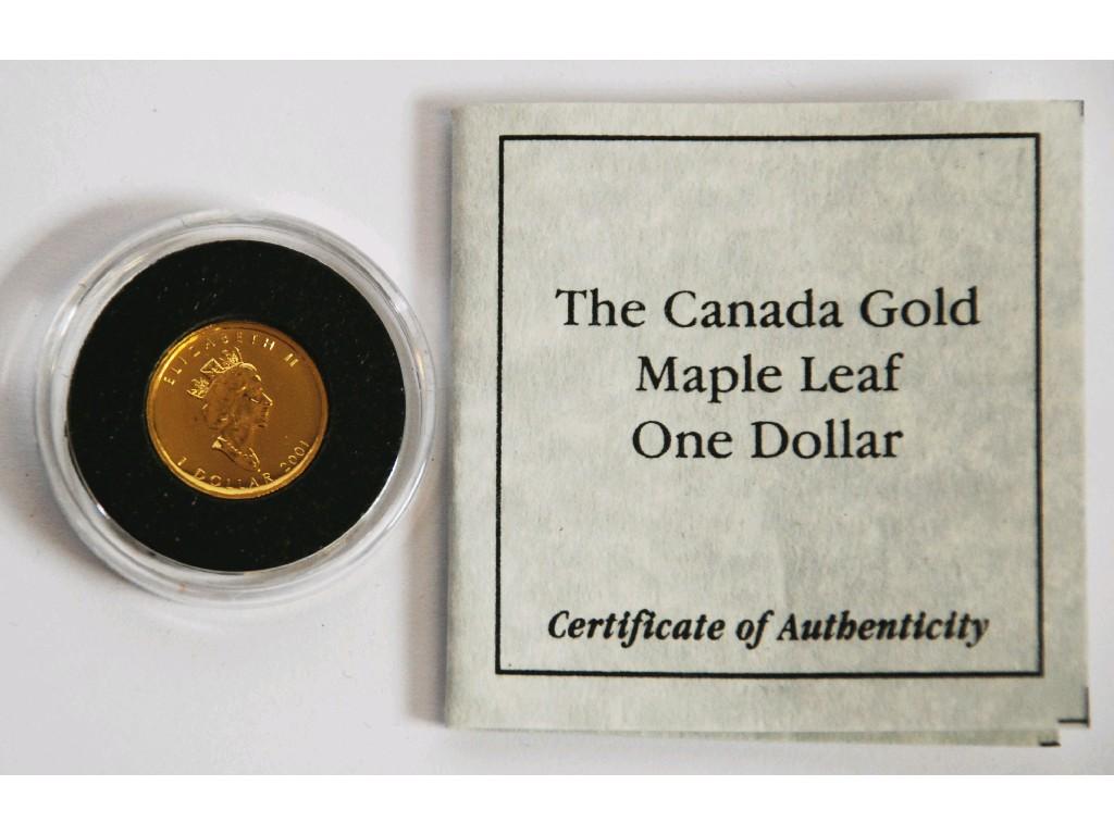 Appraisal: WESTMINSTER CANADIAN GOLD MAPLE LEAF ONE DOLLAR COIN one twentieth