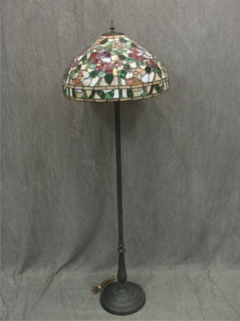 Appraisal: Tiffany Style Standing Lamp together with a Tiffany Style Table