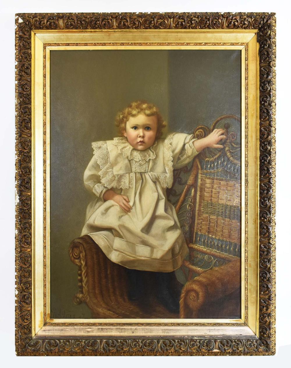 Appraisal: WILLIAM HENRY YATES AMERICAN - PAINTINGPortrait of a Young Boy