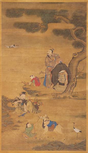 Appraisal: Anonymous th Century Daoist Immortals Hanging scroll ink and color