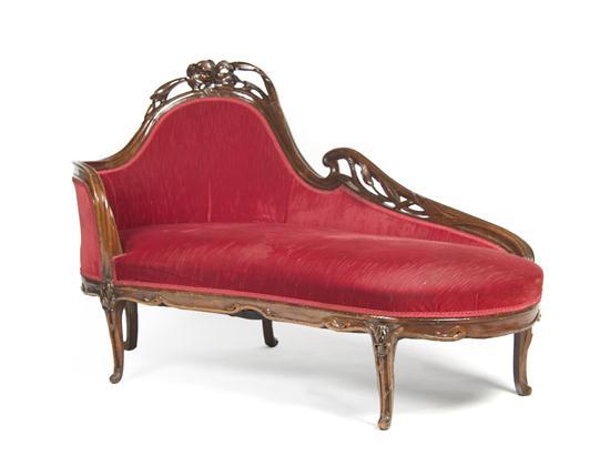 Appraisal: n Art Nouveau Mahogany Fainting Couch the pierce carved foliate