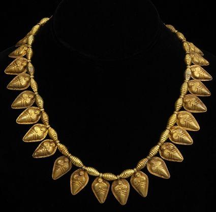 Appraisal: EARLY PERSIAN GOLD FERTILITY PENDANT NECKLACE in Provenance Property from