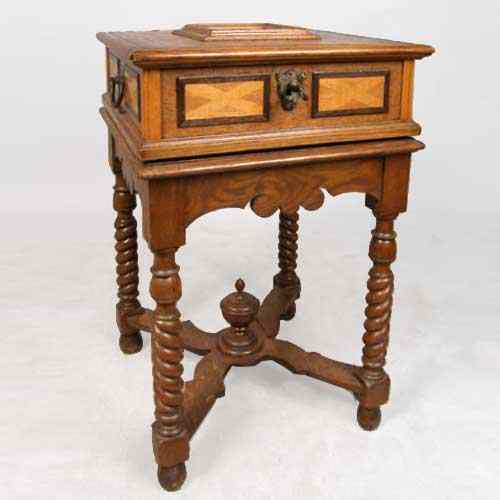 Appraisal: A Scandinavian Parquetry Oak and Birch Box on Stand th