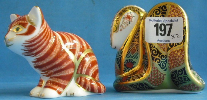 Appraisal: Royal Crown Derby Paperweights Old Imari Snake and Sitting Ginger