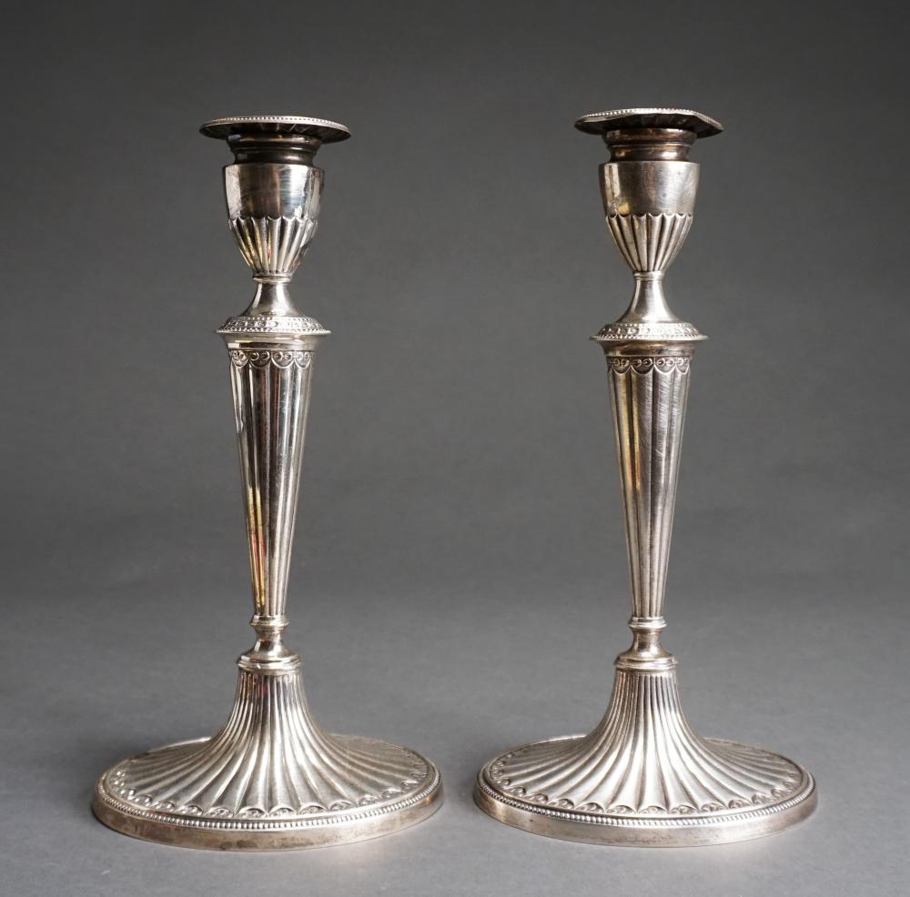 Appraisal: PAIR GORHAM GEORGE III STYLE WEIGHTED STERLING SILVER CANDLESTICKSPair Gorham