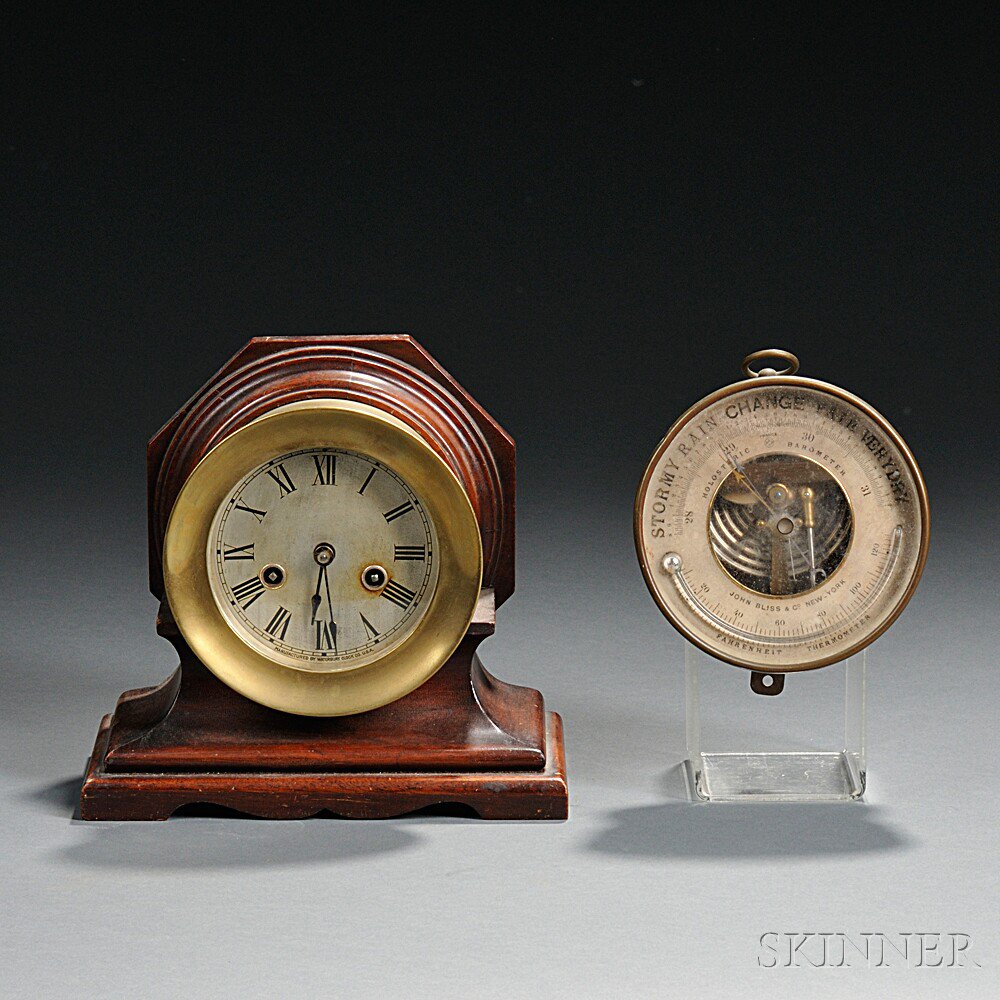 Appraisal: Waterbury Ship's Bell Clock and John Bliss Co Holosteric Barometer