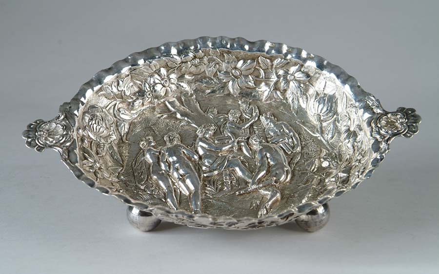 Appraisal: FRENCH REPOSSE SILVER BOWL Extremely ornate French silver bowl has