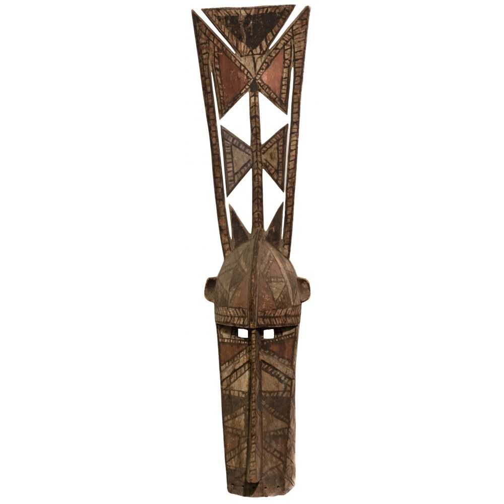 Appraisal: AFRICAN CARVED WOOD BOBO MASKHaving painted geometric motif with openwork