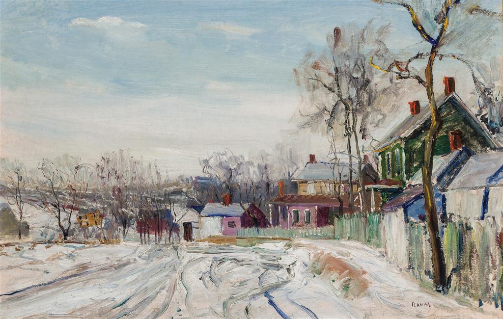 Appraisal: WALTER EMERSON BAUM American - Country Road in Winter Village