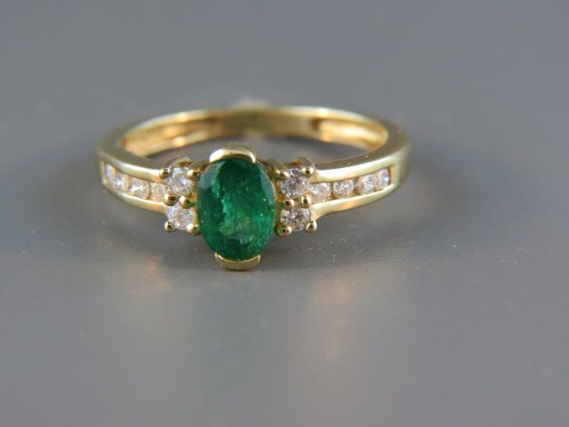 Appraisal: Emerald Diamond Ring oval carat gem fine color with round