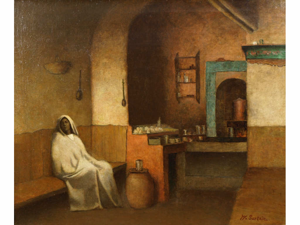 Appraisal: William Sartain NY - Algerian Cafe oil on canvas signed