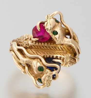 Appraisal: A Dragon Design Ring k yellow gold ring designed with