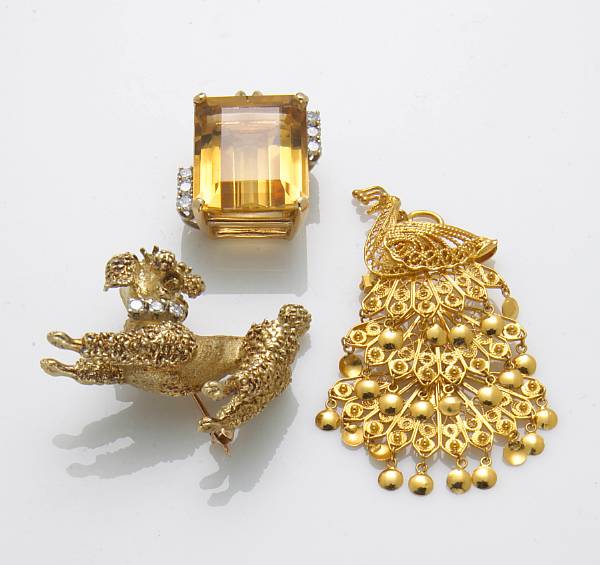 Appraisal: A collection of citrine diamond k and k gold jewelry