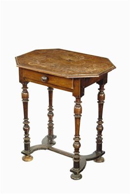 Appraisal: A French walnut occasional table the octagonal moulded edge top