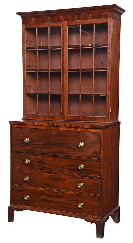 Appraisal: Virginia Federal Mahogany Secretary Bookcase Lynchburg area attributed to Samson