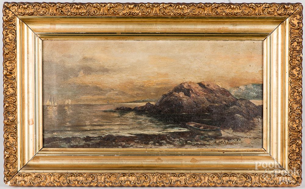 Appraisal: Oil on canvas coastal scene late th c Oil on