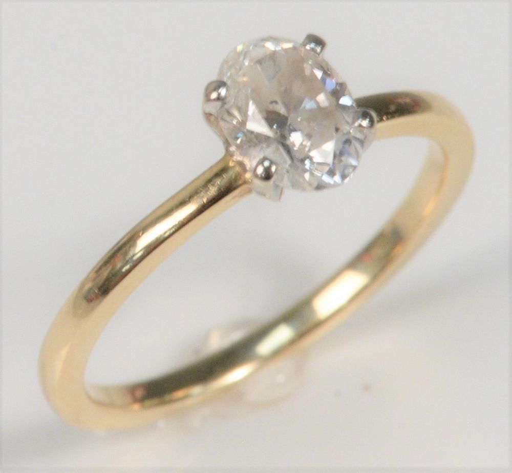 Appraisal: Karat Gold and Diamond Engagement Ring set with oval brilliant