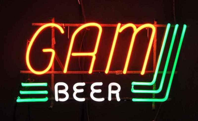 Appraisal: Gam Beer Neon Sign Description s Orange green and white