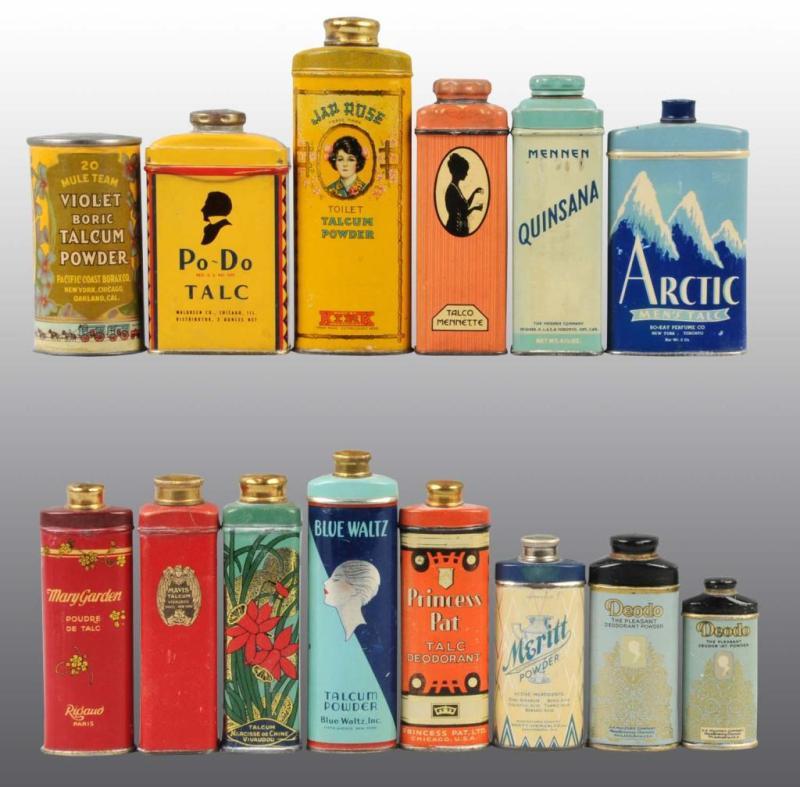 Appraisal: Lot of Talc Tins Description Nice grouping with various sizes