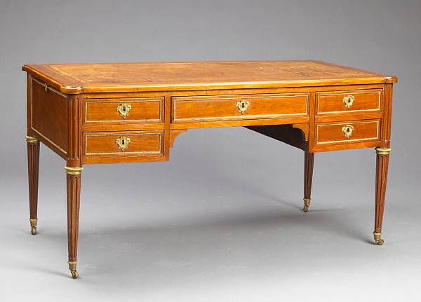 Appraisal: A Louis XVI gilt bronze mounted mahogany bureau plat last