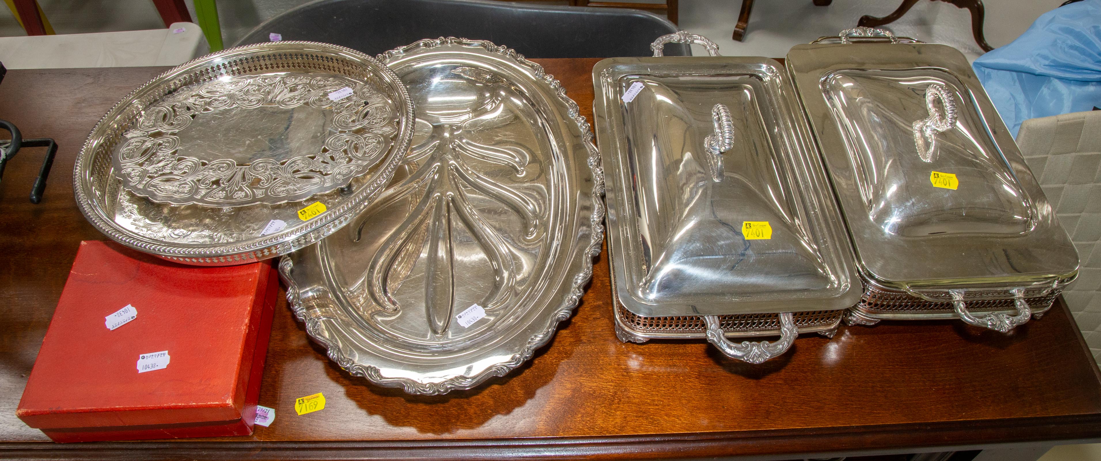 Appraisal: ASSORTED SILVER PLATE SERVING DISHES Including two covered serving dishes