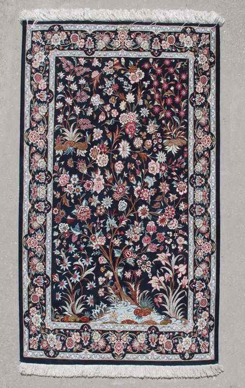 Appraisal: MODERN PERSIAN QUM HAND KNOTTED SILK RUG ' '' x