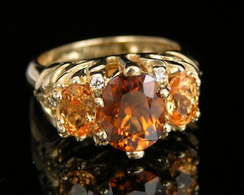 Appraisal: A Golden Topaz Citrine and Diamond Ring k yellow gold