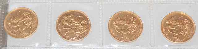 Appraisal: THREE EDWARD VII GOLD SOVEREIGNS Perth mint x and Queen