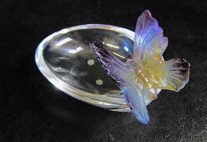 Appraisal: DAUM FRANCE PATE-DE-VERRE BUTTERFLY BOWL the colorful butterfly resting on