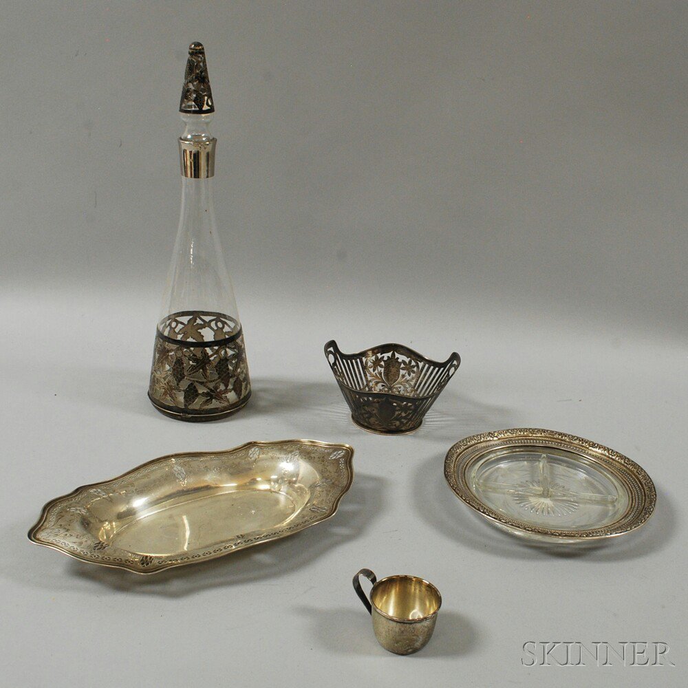 Appraisal: Five Pieces of Silver and Silver-mounted Tableware a Mexican sterling