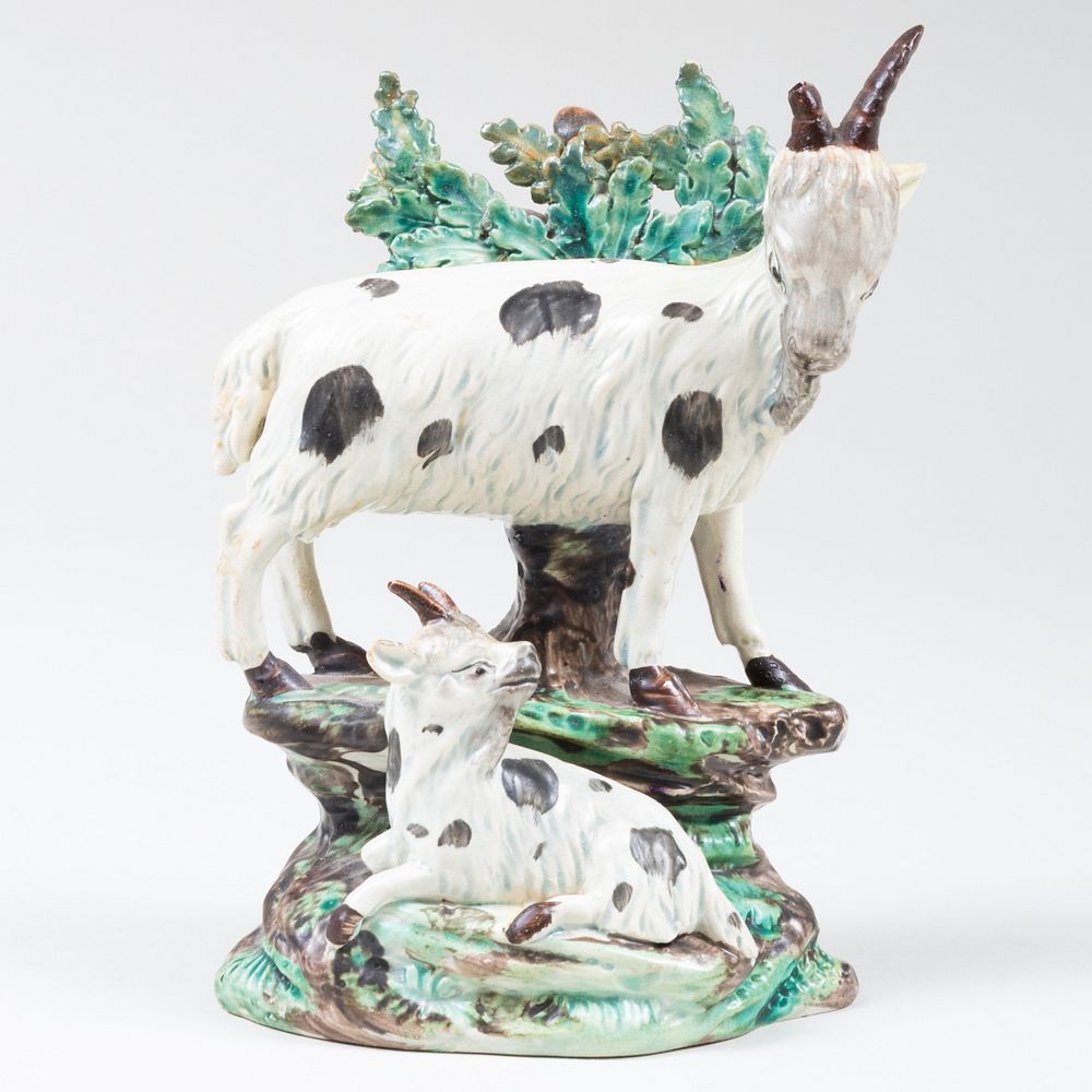 Appraisal: English Pearlware Bocage Figure of a Goat and Kid x