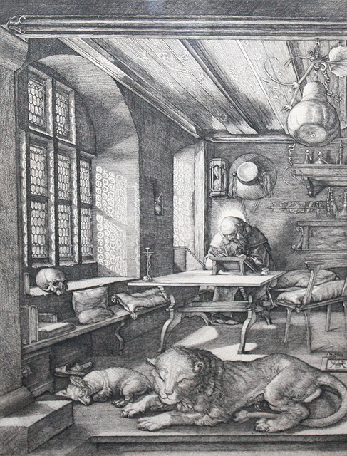 Appraisal: AFTER ALBRECHT DURERSt Jerome in his study monochrome engraving by