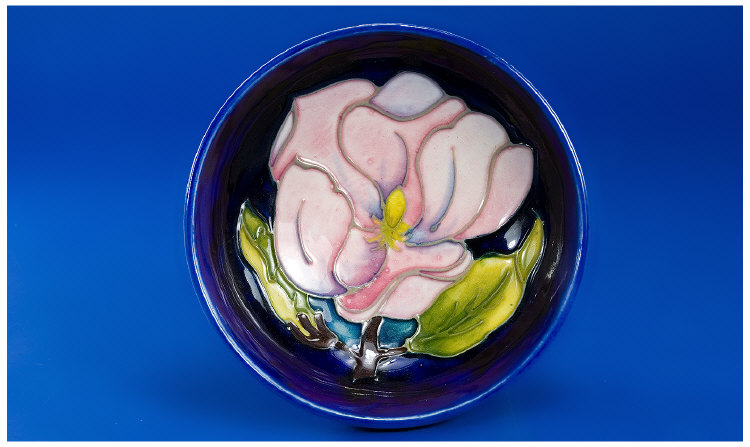 Appraisal: Moorcroft Small Bowl Magnolia pattern on Royal Blue ground Marks