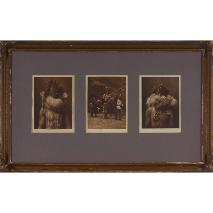 Appraisal: Edward Sheriff Curtis photogravure triptych Nayenezgani Navaho margin stamped with