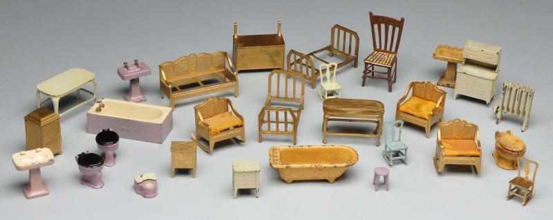 Appraisal: Lot of Tootsie Toy Doll House Furniture Description Gold bedroom