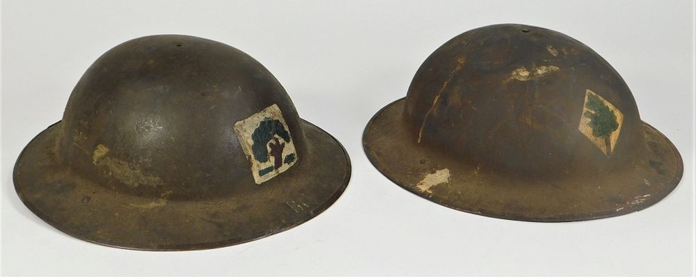 Appraisal: Two th Yankee Division Painted Helmets United States C -