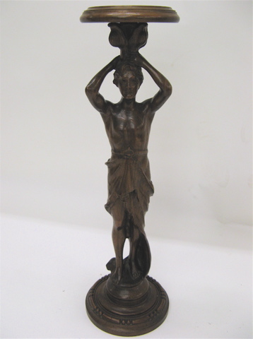 Appraisal: FIGURAL CARVED WALNUT PEDESTAL the full figure of a man