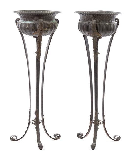 Appraisal: Sale Lot A Pair of Neoclassical Iron and Tole Jardinieres