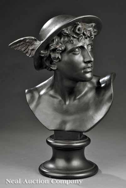 Appraisal: A Wedgwood Basalt Bust of Mercury late th c impressed