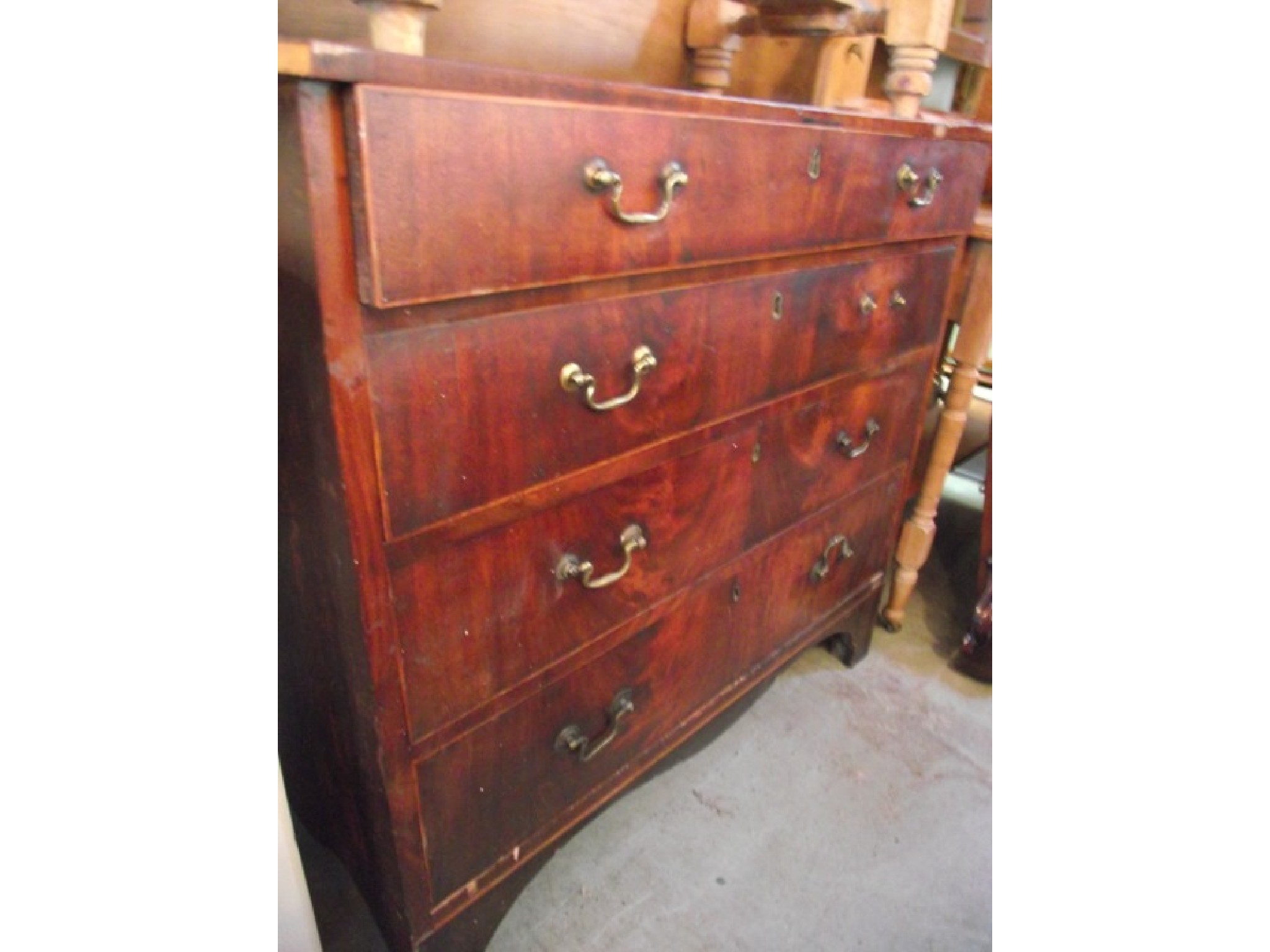 Appraisal: An early th century mahogany veneered and pine sided bedroom