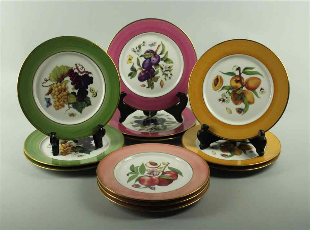 Appraisal: TWELVE LIMOGES FRUIT PLATES the centers are decorated with branches